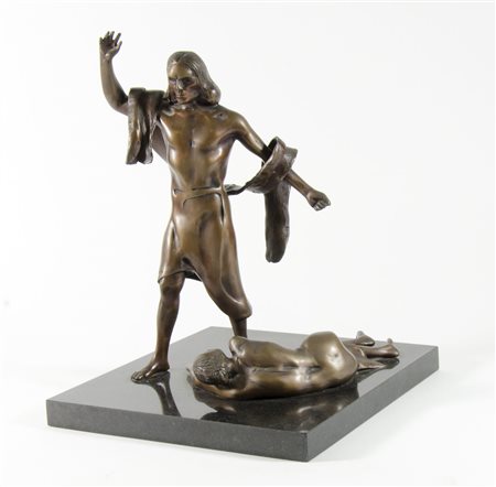 Ugo Attardi 1923-2006 "Cristo e l'adultera" h. tot cm. 43 - scultura in...