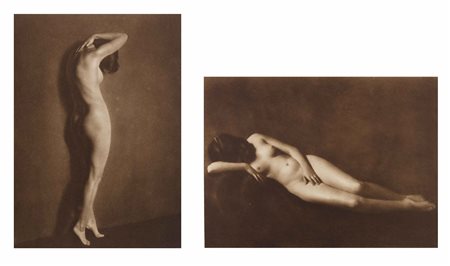 ANONIMO Nudi - lotto di 2 foto primi del 900 photogravure 15,6x21,5 cm