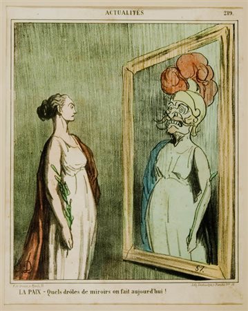 Honorè Daumiere - L a Paix - Quel droles de ... - 1868 litografia originale...