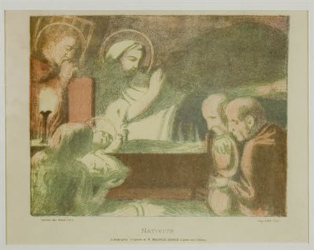 Maurice Denis - L a Nativitè - 1907 litografia originale a colori cm. 13x18 -...