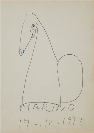Marino Marini - cavallo – 1972 - penna biro su carta cm. 29x20,5. Archivio...