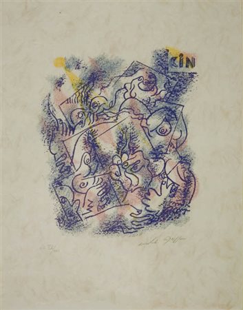 André Masson - Senza titolo - litografia Firma in basso a dx su carta japan,...