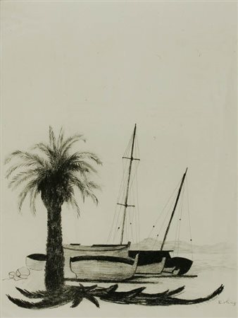 Moise Kisling - Barche in Costa Azzurra Firma in basso a dx anni ‘50...