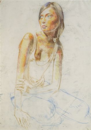 Dormice SENZA TITOLOtecnica mista su carta, cm 100x70 eseguito nel 1999