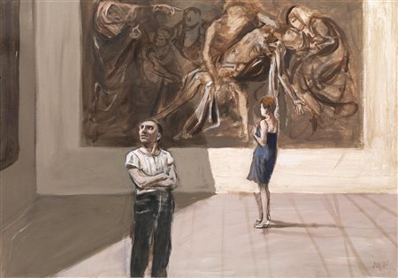 Alberto Sughi(Cesena 1928)AL MUSEOolio su tela, cm 50x70firmato&nbsp;L'opera...