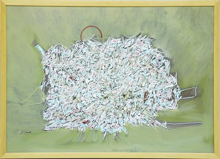 Sergio Dangelo (Milano 1932) “Il castello di sabbia” 1998, olio su tela, cm...