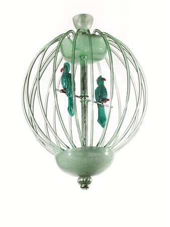 LAMPADARIOProduzione: Manifattura muranesein vetro verde, realisticamente...
