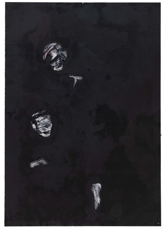 LORENZO PUGLISI (Biella, 1971 - ) Matteo e L'Angelo 2017 olio su carta cm. 50x35