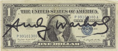 Andy Warhol Pittsburgh 1928 - New York 1987 One Dollar Washington Banconota,...