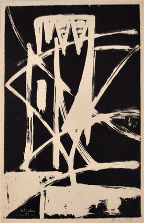 ENRICO BORDONI Senza titolo, 1949 Xilografia in b/n – es. 13/50 cm. 35x23...