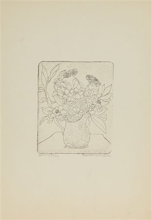 Balbi Domenico Vaso di fiori, 1964 bulino su carta, cm. 34,5x25 (lastra cm....