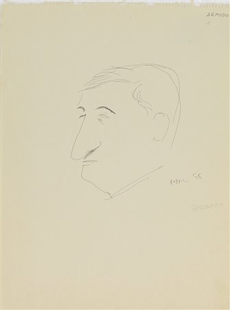Foppiani Gustavo Ritratto di Armodio, 1955 china su carta, cm. 31x22,5...