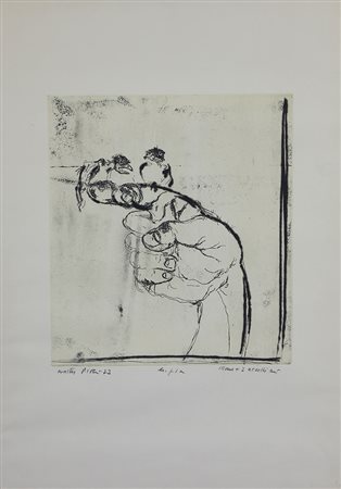 Piacesi Walter Mano + 2 uccellini, 1973 incisione su carta, cm. 69x49 (lastra...