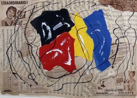 CARMASSI ARTURO (Lucca 1925) "Senza titolo" 1983 Tecnica mista e collage su...