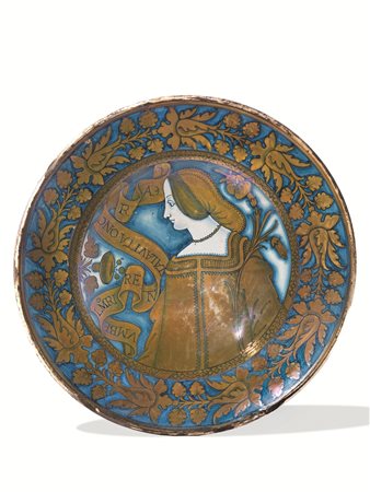 PIATTO DA POMPADeruta, 1500-1520&nbsp;Maiolica decorata in blu di cobalto e...