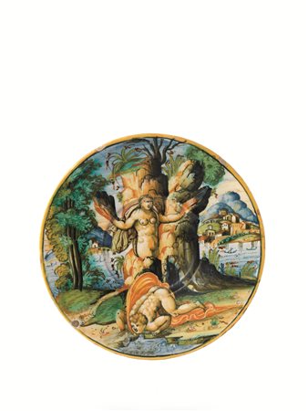 PIATTOPesaro, &ldquo;1553&rdquo; &nbsp;Maiolica decorata a policromia in...