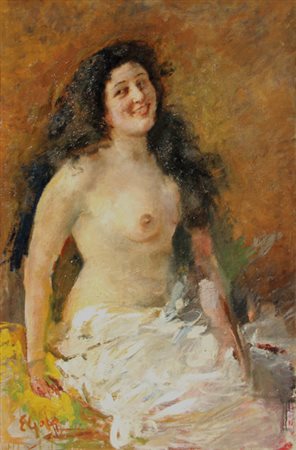 Emilio GOLA Milano 1851-1923 Nudo olio su tela oil on canvas cm. 125x80...
