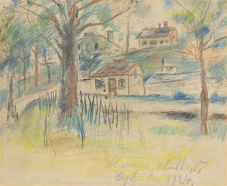 Maurice Utrillo Parigi 1883 - Dax 1955 Paesaggio, 1924 Pastello su carta, cm....