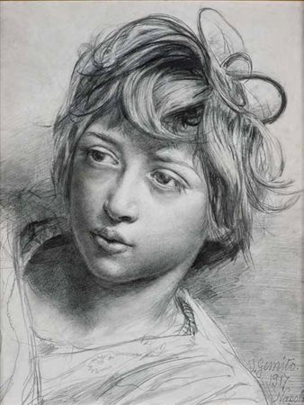 Vincenzo Gemito Napoli 1852 – Napoli 1929 Ritratto di bambina, 1917 matita su...