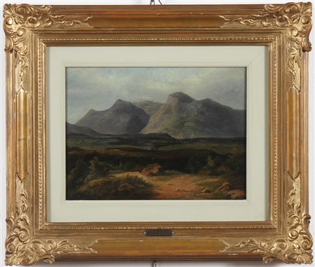MANCINI CARLO (1829 - 1910) Paesaggio. Olio su tela . Cm 32,00 x 24,00. Firma...
