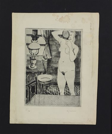 Ajmone Giuseppe Nudo incisione su carta, cm. 31x24 (lastra cm. 22x16), es....