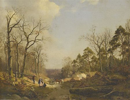 KOEKKOEK HERMANUS I Middelbourg 1815 - Haarlem 1882Paesaggio boschivo con...