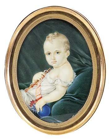 PITTORE DEL XIX SECOLO Ritratto del Re di Roma Miniatura su avorio, cm. 15x11.