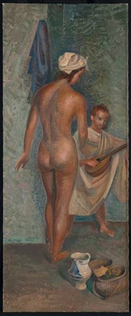 Mario Tozzi (1895-1979), Nudino femminile con amorino, 1945 olio su tela, cm...