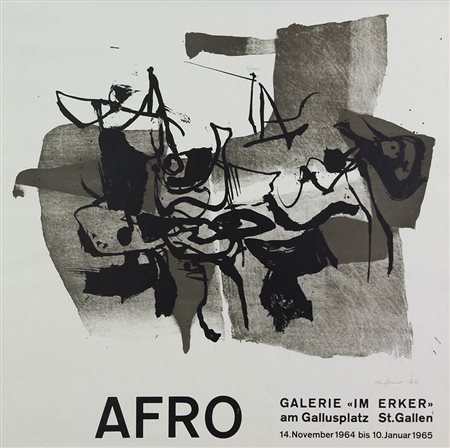 Afro Senza titolo, 1964 manifesto su carta, cm. 63x63 firmato e datato in...
