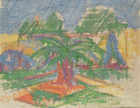 Attilio Forgioli (Salò 1933) - "Paesaggio" 1982 olio su tela, cm 70x80...