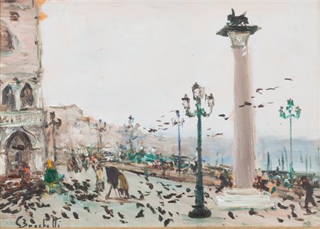 Gaetano Bocchetti (Napoli, 1860 - Napoli, 1949) Venezia-piazza San Marco olio...