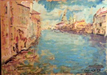 Piero Cassina "Canal Grande" olio su masonite cm 60x80 Collezione privata-To