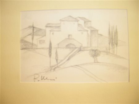 Roberto Masi "Casolare Toscano" matita su carta cm 12x18 Certificato di...