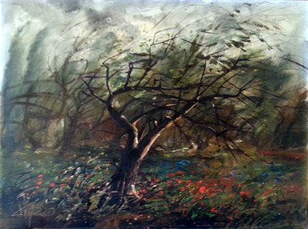 Pierangelo Piazzo "bosco d'autunno" olio su tela cm 60x80