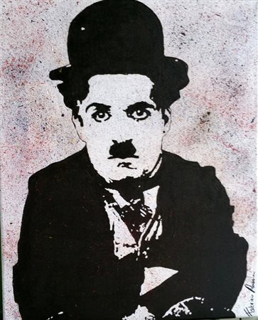 Fabrizio Rossin "Chaplin" Acrilici su tela cm 50x40.Aut.Dell'Artista.