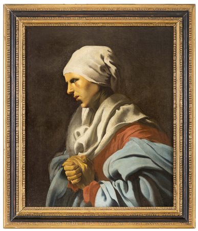 PITTORE NORD EUROPEO FINE XVII SECOLO Donna in preghiera Olio su tela cm 74 x...