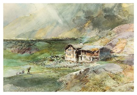 BENJAMIN J.M. DONNE Svizzera 1831 - 1928 Chalets near Saas Fee, 1888...