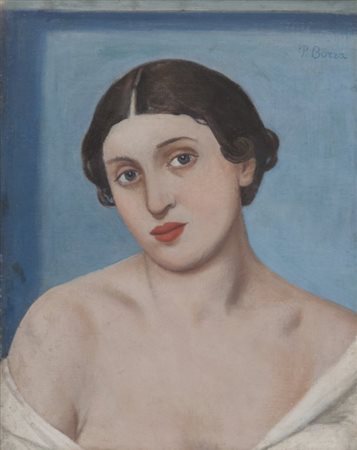 POMPEO BORRA (1898-1973) Figura di donna olio su tela cm 50x39firmato in alto...