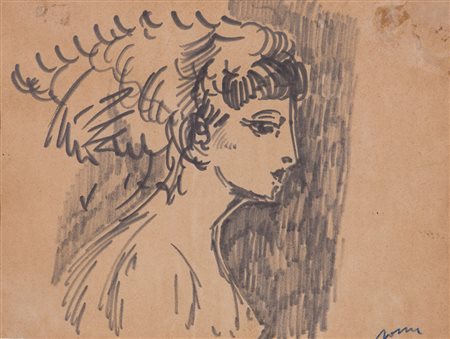 ALIGI SASSU (1912-2000)Studio di donna Pennarello su cartaCm 21x26,8Firma in...