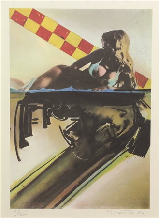 Gianni Bertini, Senza titolo, 1984, litografia su carta, cm. 60x45, es....