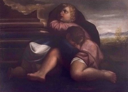 Padovanino, Due putti in un paesaggio con rovine, 1630 ca Olio su tela, 75 x...