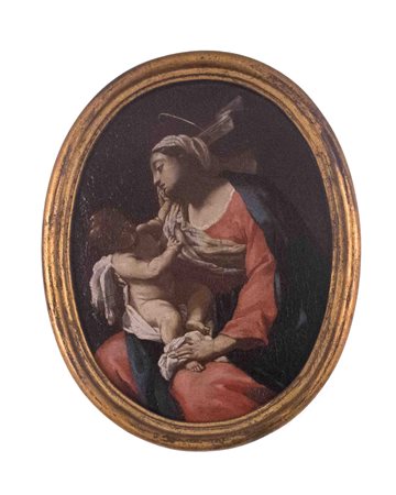 Flaminio Torre, Madonna con il Bambino, metà XVII secolo Olio su tela ovale,...