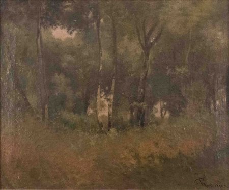 Federico Rossano (Napoli 1835-1912), Bosco Francese Olio su tela, cm 33 x 40....