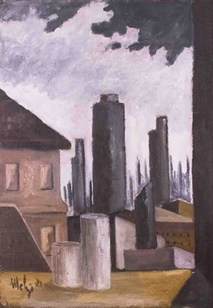 Giorgio Melzi (Milano 1944), Natura morta alla finestra, 1971 Olio su tela,...