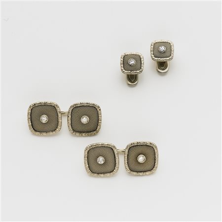 Gemelli e bottoni in platino e diamanti g.9,70 Platinum and diamond dress-set