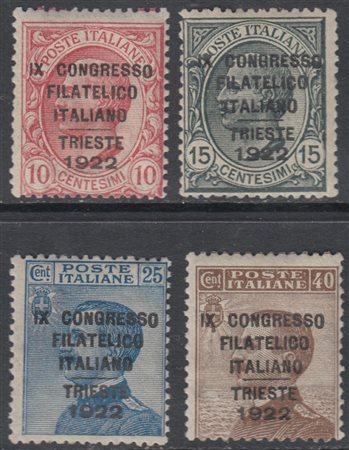 [REGNO D'ITALIA] 1922 Congresso filatelico, serie completa 4v. Cert. E.Diena....
