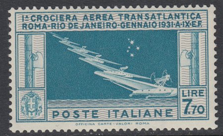 [REGNO D'ITALIA] 1930 Posta Aerea, Crociera Balbo nell'America Latina 7,70...