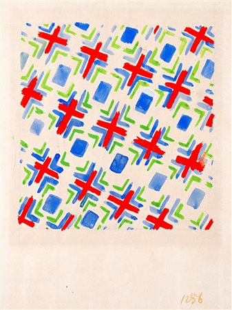 Sonia Delaunay (Gradiesk 1885 - Parigi 1979) "Progetto n. 1286" gouache su...