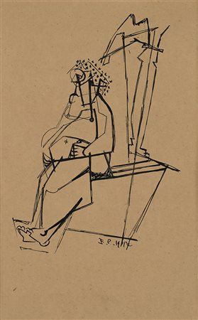 Enrico Prampolini (Modena 1894 - Roma 1956) "Donna seduta" 1917 china su...