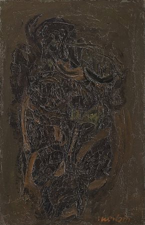 Ennio Morlotti (Lecco 1910 - Milano 1992) "Fiori" 1962 olio su tela, cm...